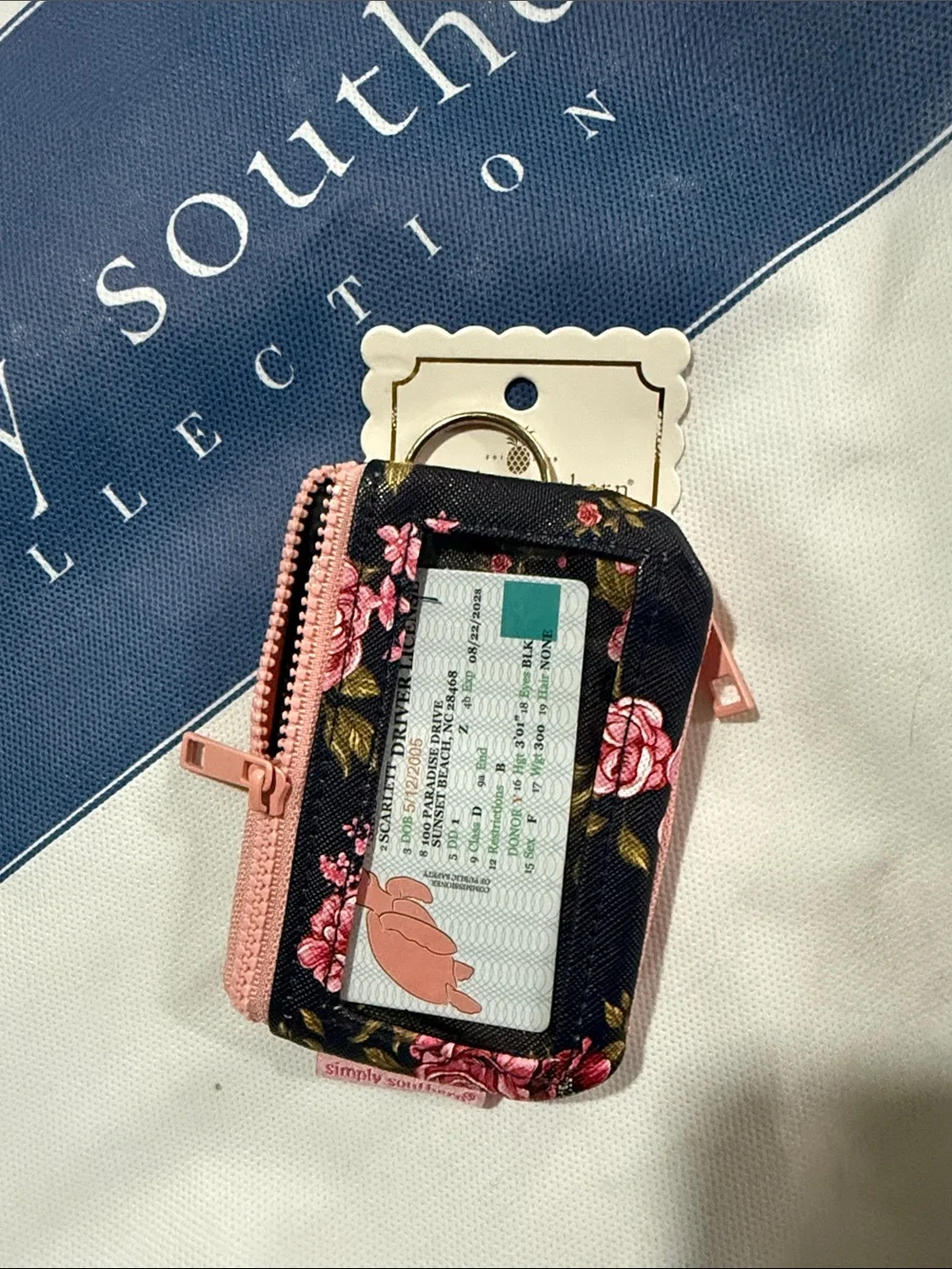 Simply Southern Navy and Pink Floral Card & Key Pouch